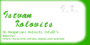 istvan kolovits business card